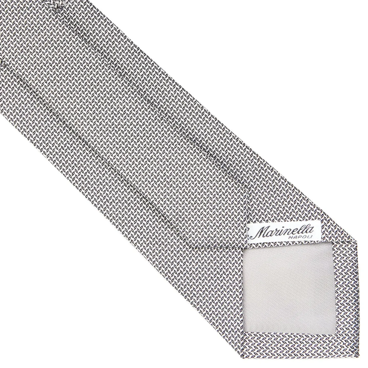 E.Marinella CRAVATTA CERIMONIA IN SETA JACQUARD GRIGIO CHIARO Microfantasia geometrica Hot