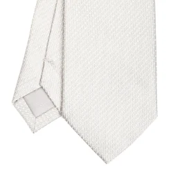 E.Marinella CRAVATTA CERIMONIA IN SETA JACQUARD GRIGIO CHIARO Microfantasia geometrica Best