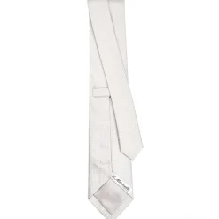 E.Marinella CRAVATTA CERIMONIA IN SETA JACQUARD GRIGIO CHIARO Microfantasia geometrica Best
