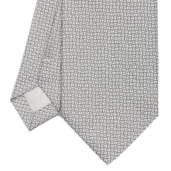 E.Marinella CRAVATTA CERIMONIA IN SETA JACQUARD GRIGIO CHIARO Microfantasia geometrica Hot