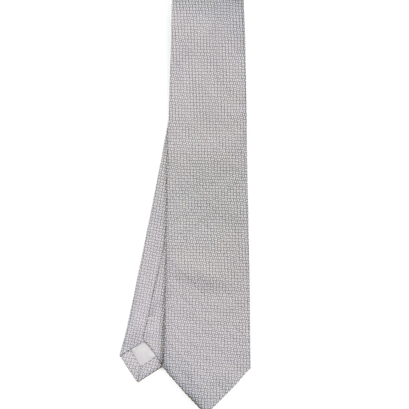 E.Marinella CRAVATTA CERIMONIA IN SETA JACQUARD GRIGIO CHIARO Microfantasia geometrica Hot