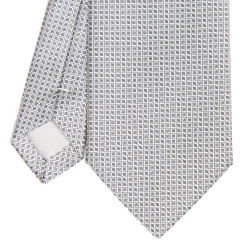 E.Marinella CRAVATTA CERIMONIA IN SETA JACQUARD GRIGIO CHIARO Microfantasia geometrica Outlet