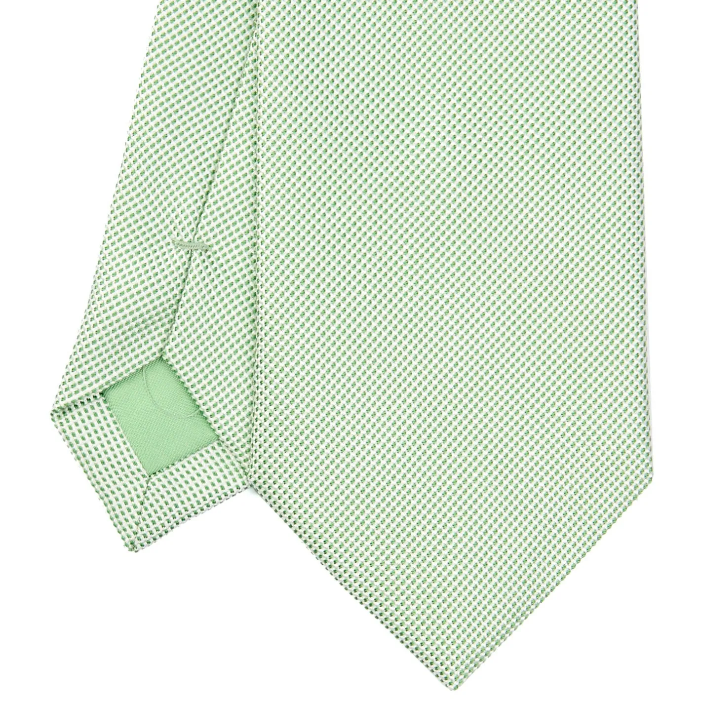 E.Marinella CRAVATTA CERIMONIA IN SETA JACQUARD VERDE CHIARO Microfantasia geometrica