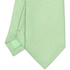 E.Marinella CRAVATTA CERIMONIA IN SETA JACQUARD VERDE CHIARO Microfantasia geometrica Outlet