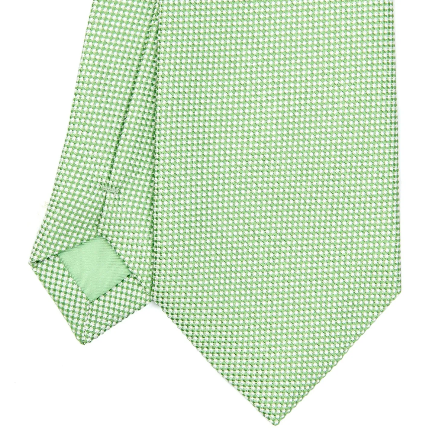 E.Marinella CRAVATTA CERIMONIA IN SETA JACQUARD VERDE CHIARO Microfantasia geometrica Outlet