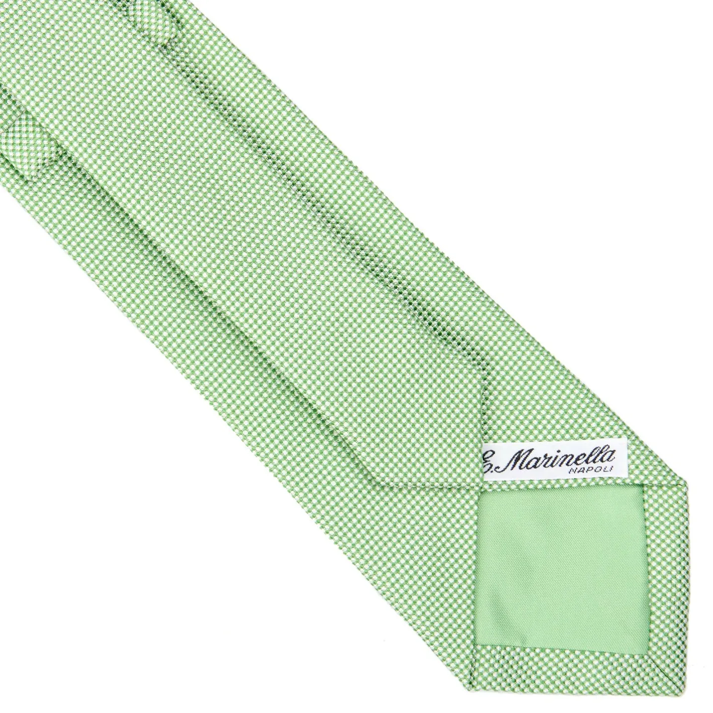 E.Marinella CRAVATTA CERIMONIA IN SETA JACQUARD VERDE CHIARO Microfantasia geometrica Outlet