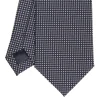 E.Marinella CRAVATTA CERIMONIA IN SETA JACQUARD BLU SCURO Microfantasia geometrica Discount