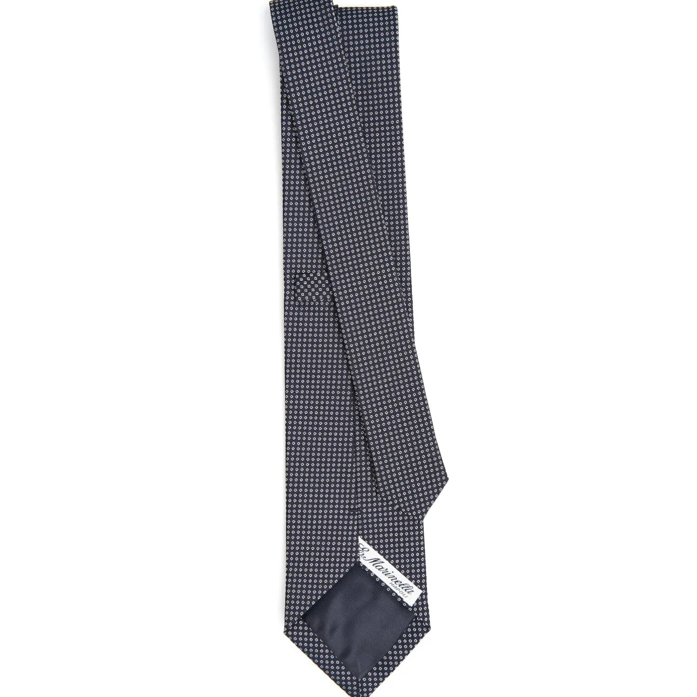 E.Marinella CRAVATTA CERIMONIA IN SETA JACQUARD BLU SCURO Microfantasia geometrica Discount