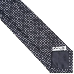 E.Marinella CRAVATTA CERIMONIA IN SETA JACQUARD BLU SCURO Microfantasia geometrica Discount