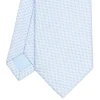 E.Marinella CRAVATTA CERIMONIA IN SETA JACQUARD AZZURRA Microfantasia geometrica Outlet