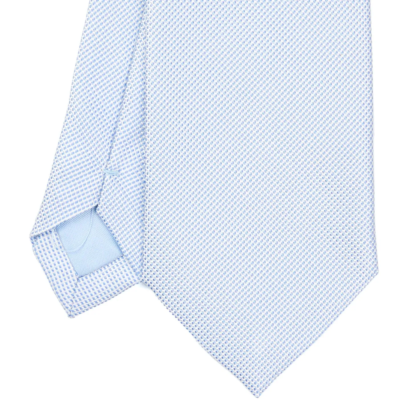 E.Marinella CRAVATTA CERIMONIA IN SETA JACQUARD AZZURRA Microfantasia geometrica Discount