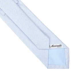 E.Marinella CRAVATTA CERIMONIA IN SETA JACQUARD AZZURRA Microfantasia geometrica Discount