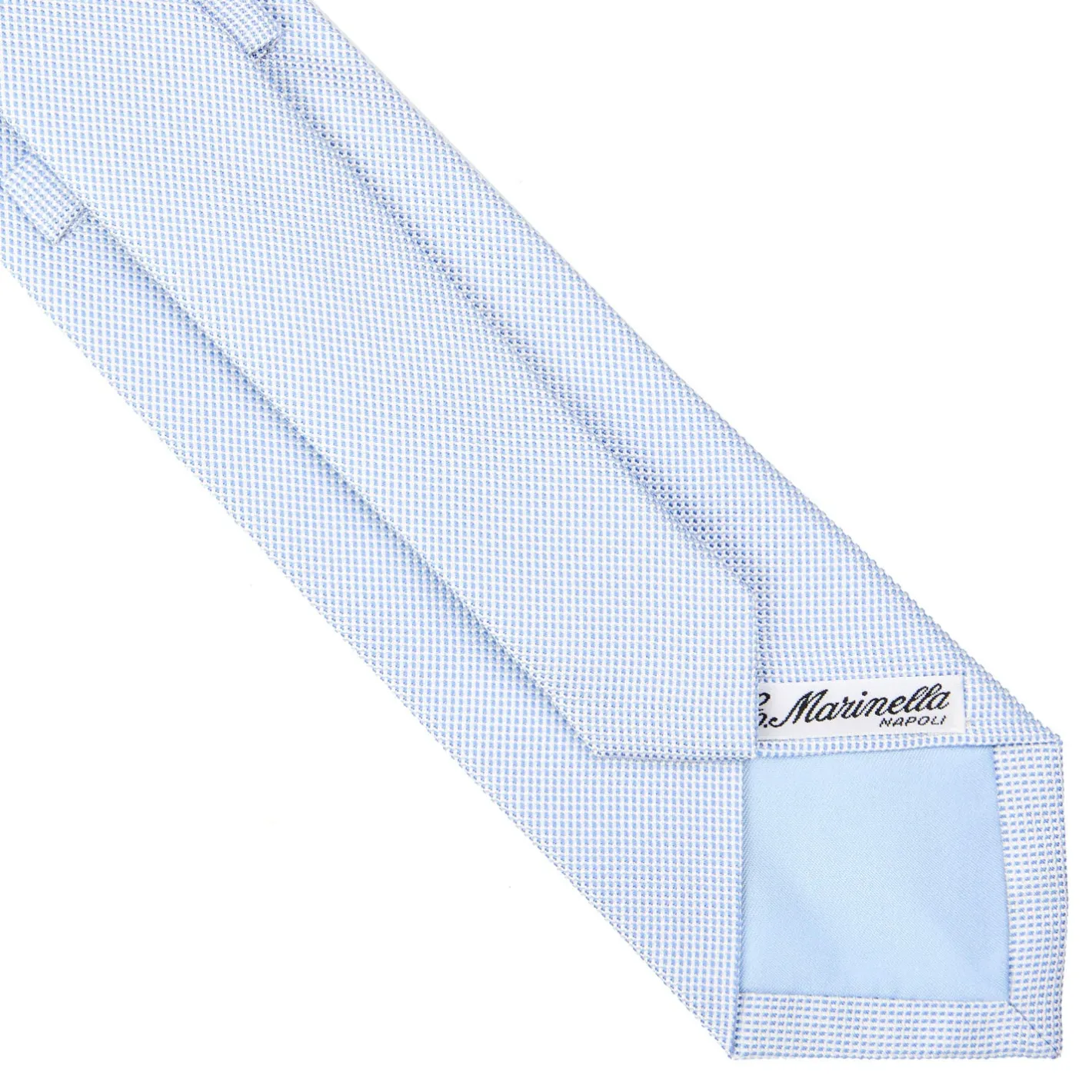 E.Marinella CRAVATTA CERIMONIA IN SETA JACQUARD AZZURRA Microfantasia geometrica Discount