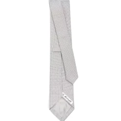 E.Marinella CRAVATTA CERIMONIA IN SETA JACQUARD GRIGIO CHIARO Microfantasia geometrica Discount