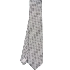 E.Marinella CRAVATTA CERIMONIA IN SETA JACQUARD GRIGIO CHIARO Microfantasia geometrica