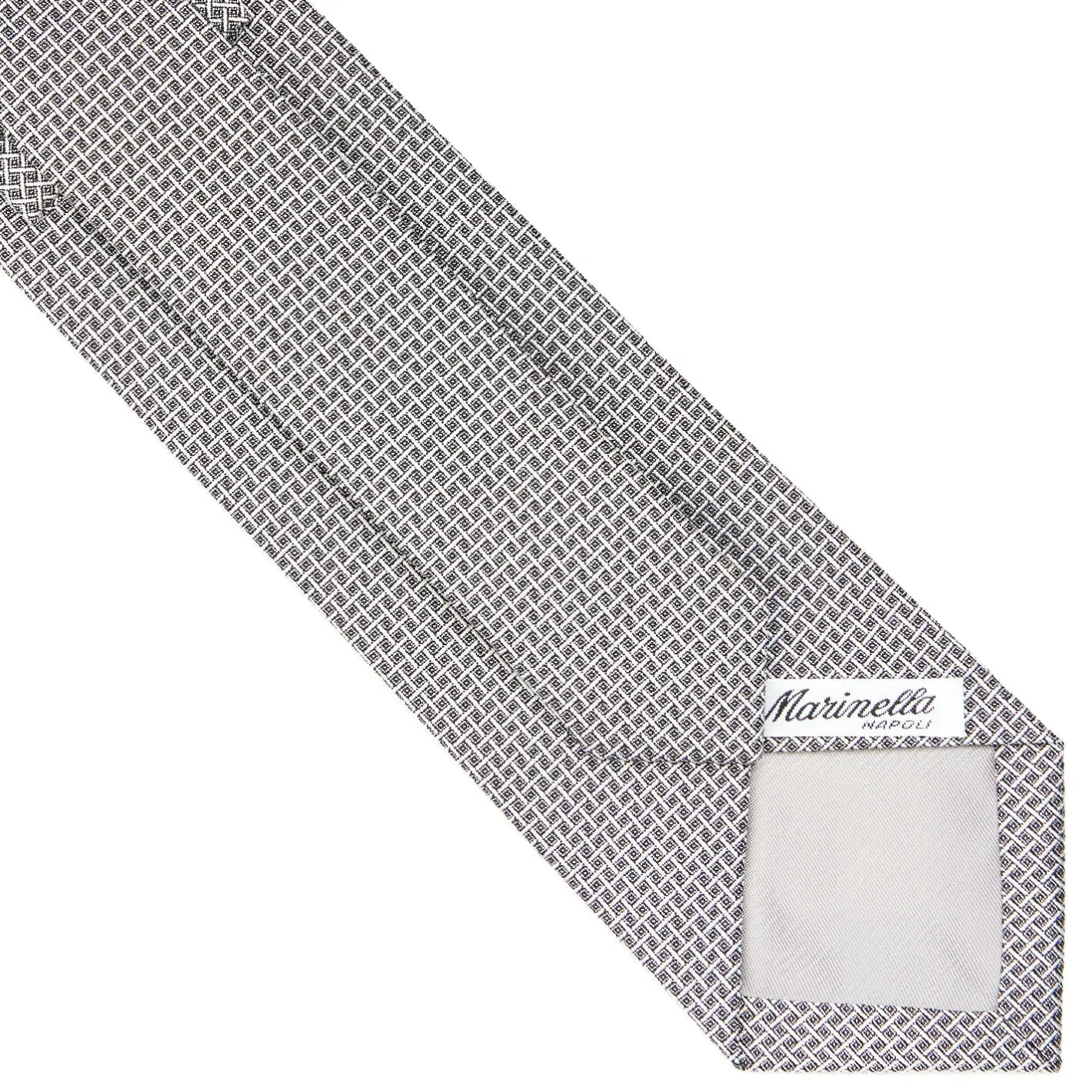 E.Marinella CRAVATTA CERIMONIA IN SETA JACQUARD GRIGIO CHIARO Microfantasia geometrica