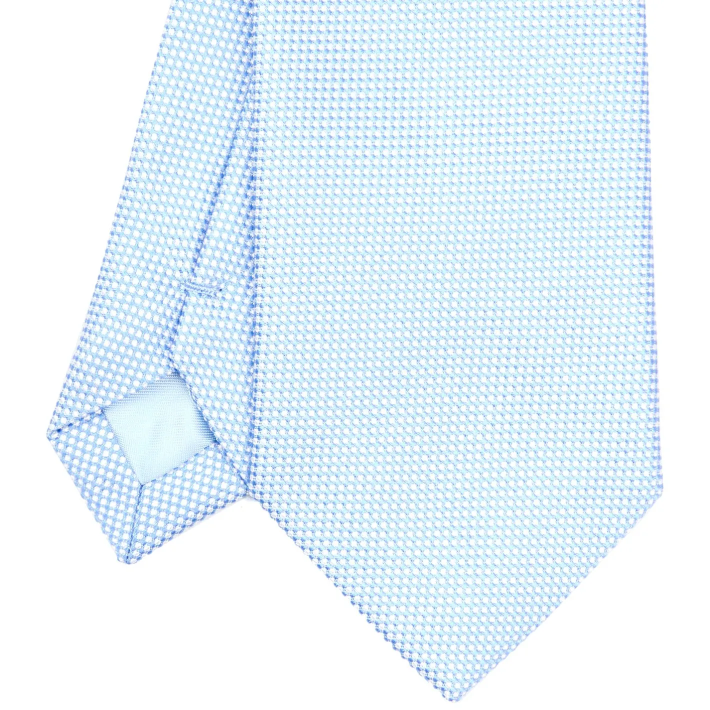 E.Marinella CRAVATTA CERIMONIA IN SETA JACQUARD AZZURRA Microfantasia geometrica Discount