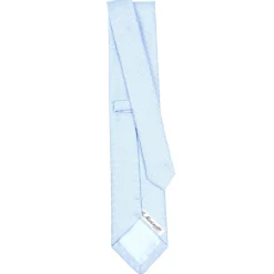 E.Marinella CRAVATTA CERIMONIA IN SETA JACQUARD AZZURRA Microfantasia geometrica Discount