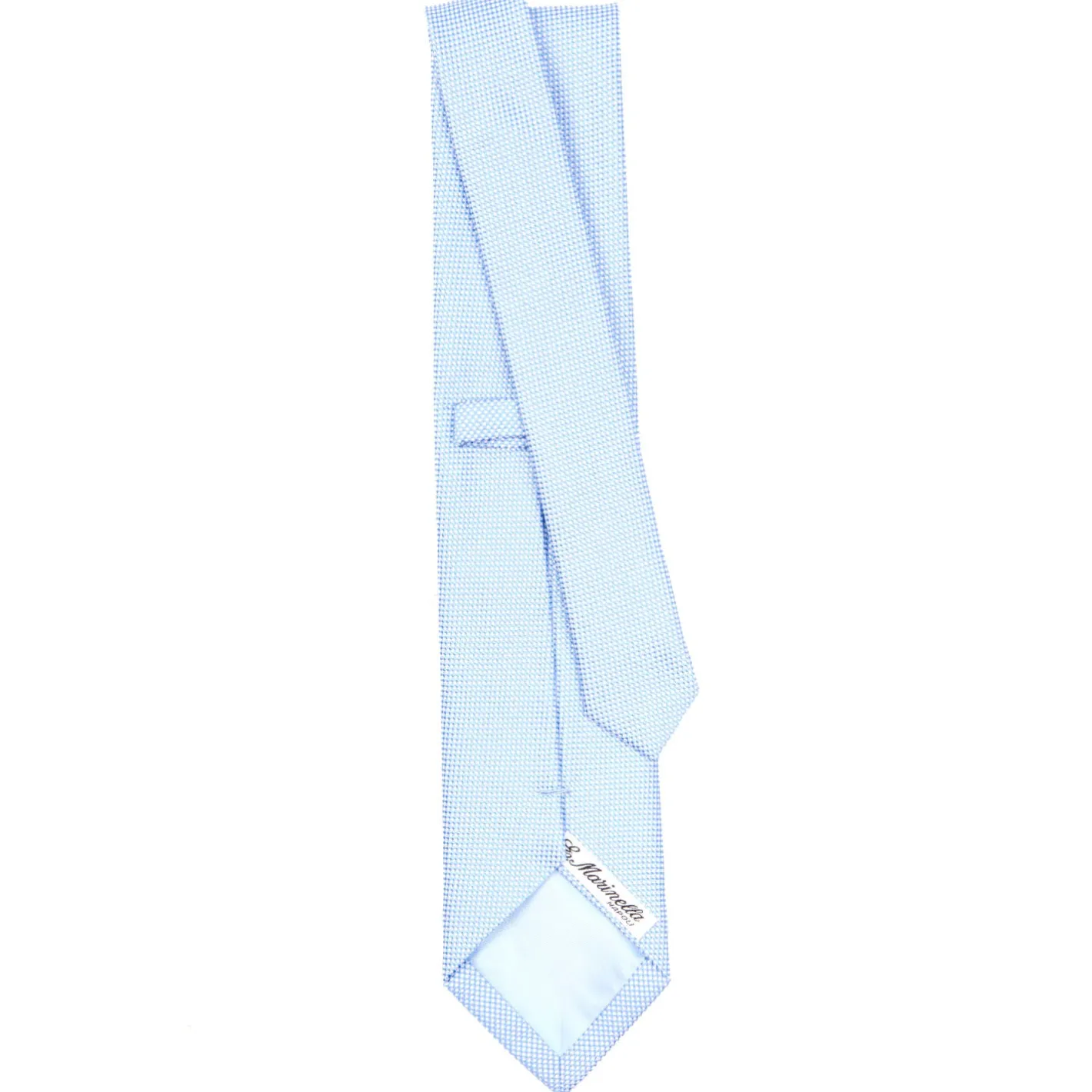 E.Marinella CRAVATTA CERIMONIA IN SETA JACQUARD AZZURRA Microfantasia geometrica Discount