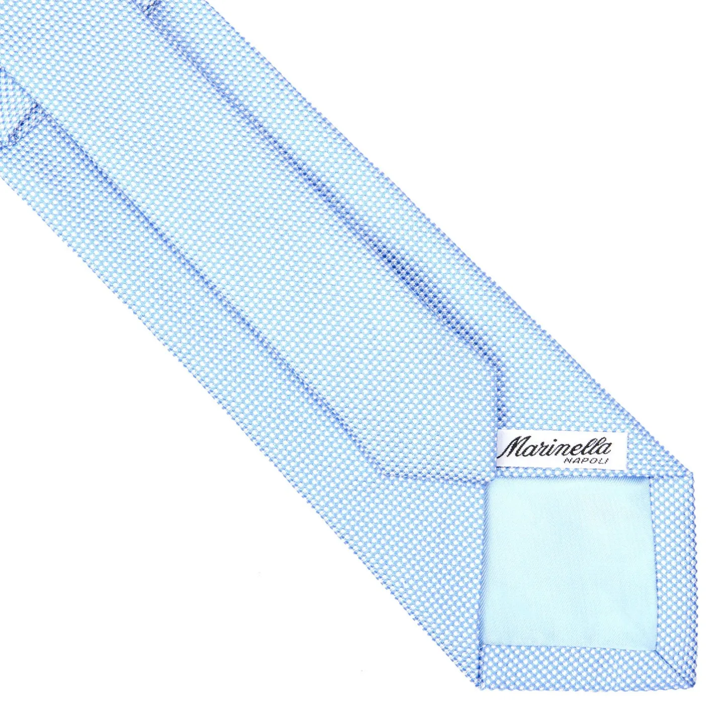 E.Marinella CRAVATTA CERIMONIA IN SETA JACQUARD AZZURRA Microfantasia geometrica Discount