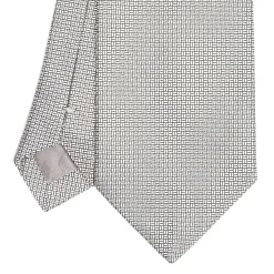 E.Marinella CRAVATTA CERIMONIA IN SETA JACQUARD GRIGIO CHIARO Microfantasia geometrica Outlet