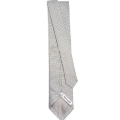 E.Marinella CRAVATTA CERIMONIA IN SETA JACQUARD GRIGIO CHIARO Microfantasia geometrica Outlet