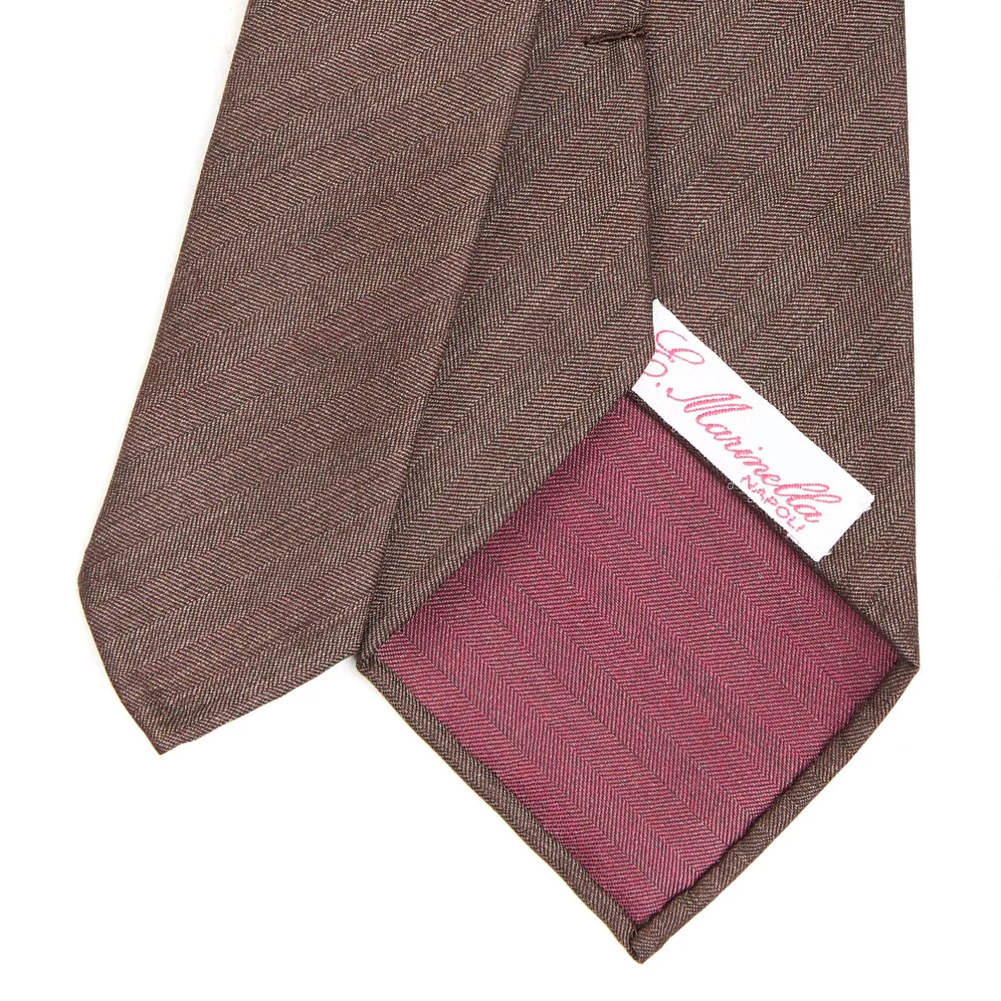 E.Marinella CRAVATTA CLASSICA DONNA IN LANA SFODERATA MARRONE BORDEAUX Bicolore Best