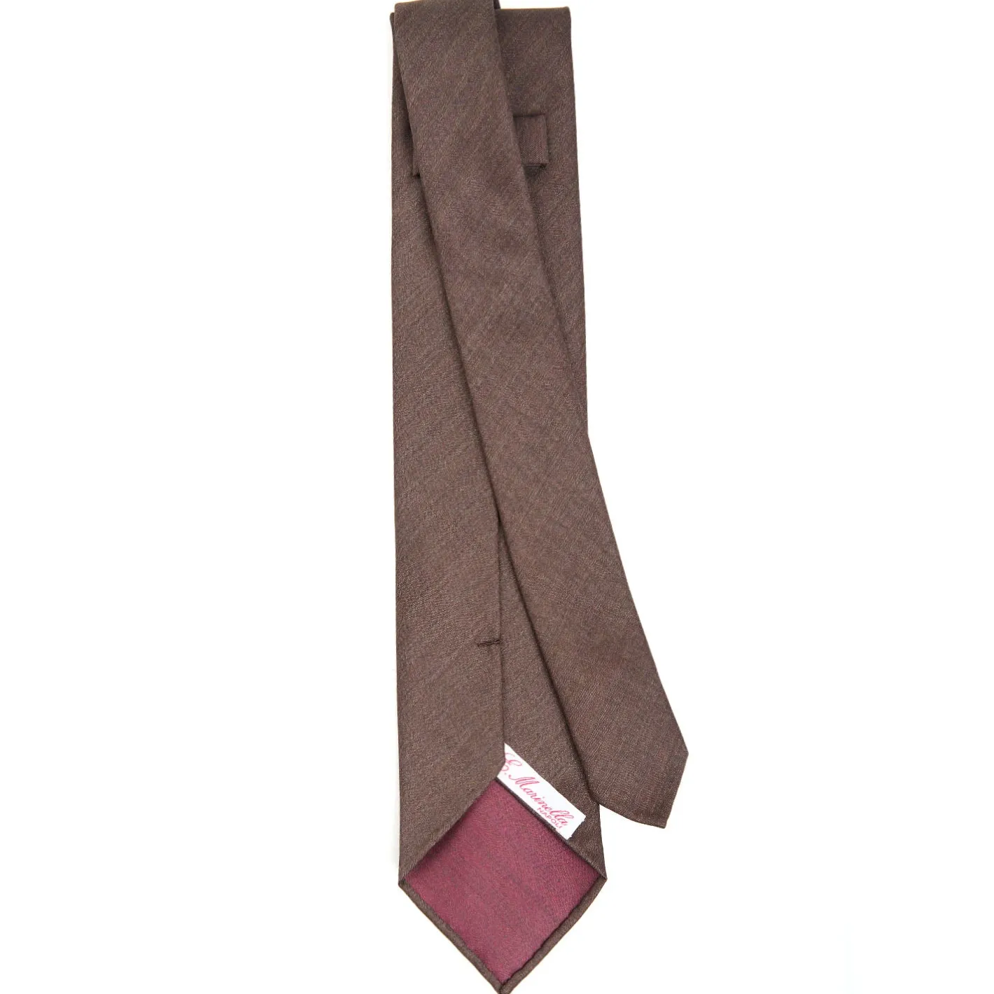 E.Marinella CRAVATTA CLASSICA DONNA IN LANA SFODERATA MARRONE BORDEAUX Bicolore Best