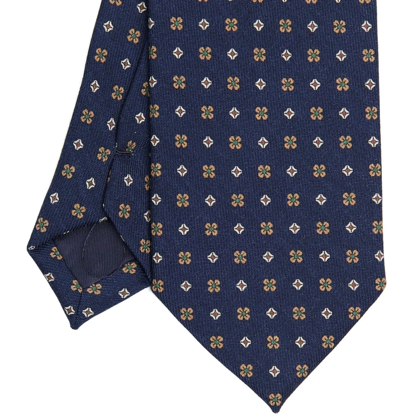 E.Marinella CRAVATTA CLASSICA IN LANA BLU Microfantasia fiore Online