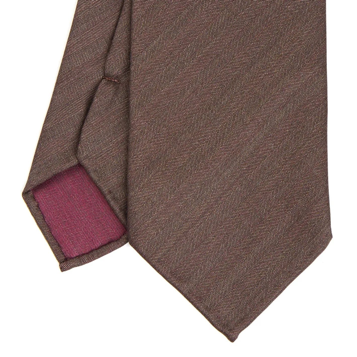 E.Marinella CRAVATTA CLASSICA IN LANA SFODERATA MARRONE BORDEAUX Bicolore Online