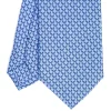E.Marinella CRAVATTA CLASSICA IN SETA AZZURRO Microfantasia m geometrica