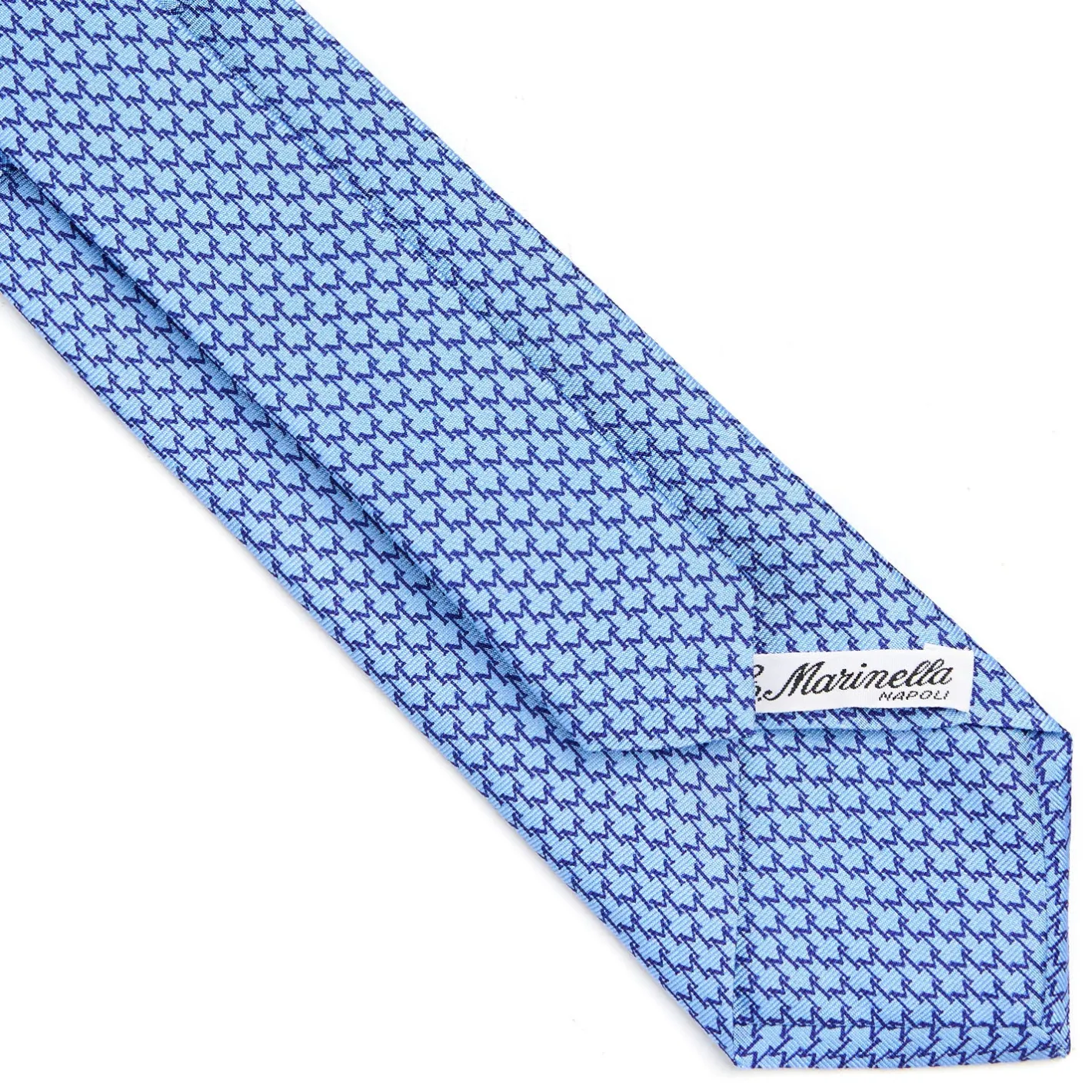 E.Marinella CRAVATTA CLASSICA IN SETA AZZURRO Microfantasia m geometrica