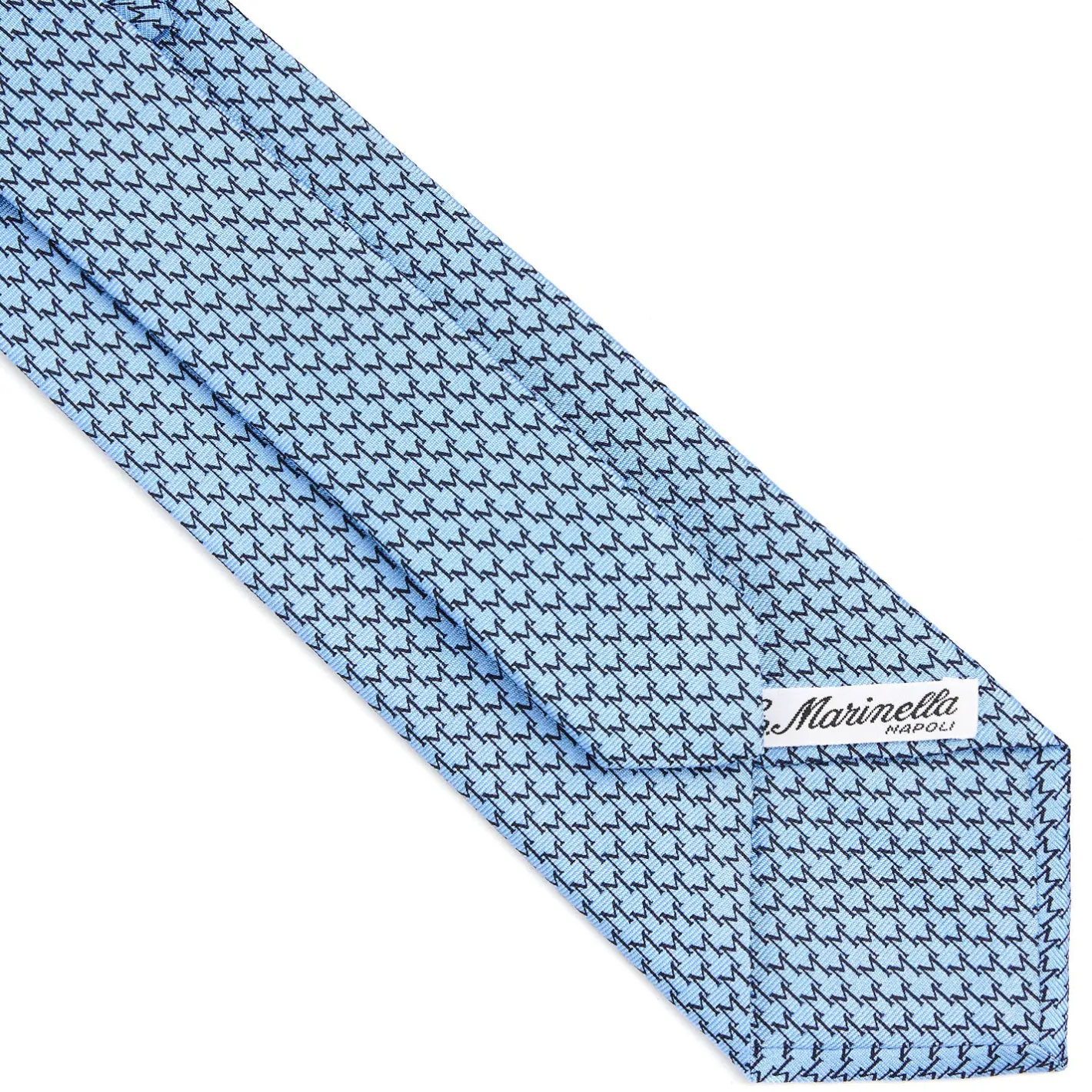 E.Marinella CRAVATTA CLASSICA IN SETA AZZURRO Microfantasia m geometrica Outlet