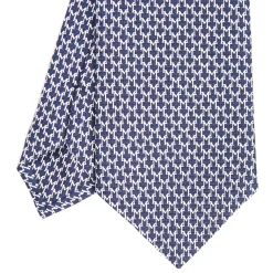 E.Marinella CRAVATTA CLASSICA IN SETA BLU Microfantasia m geometrica Sale