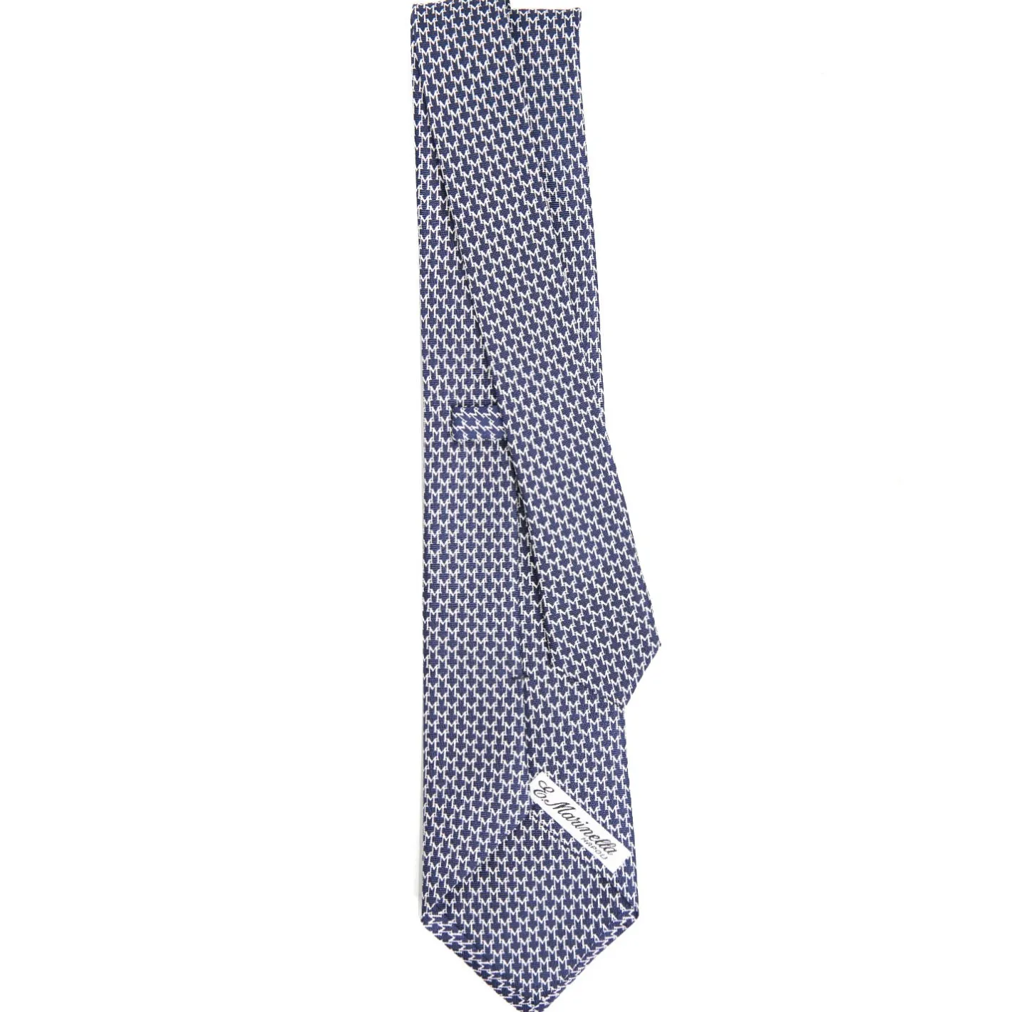 E.Marinella CRAVATTA CLASSICA IN SETA BLU Microfantasia m geometrica Sale