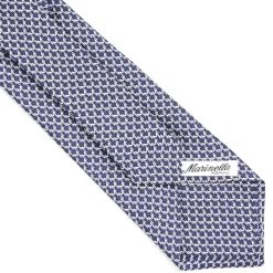 E.Marinella CRAVATTA CLASSICA IN SETA BLU Microfantasia m geometrica Sale