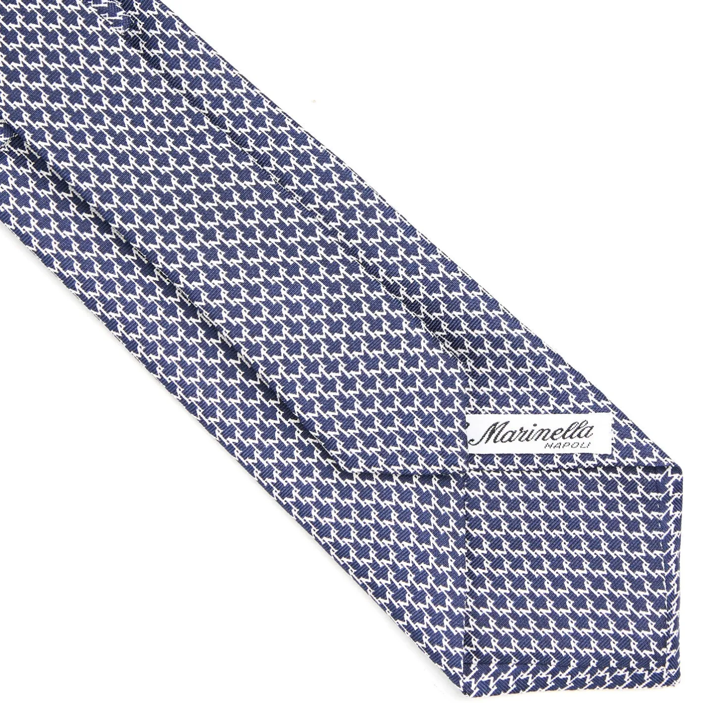 E.Marinella CRAVATTA CLASSICA IN SETA BLU Microfantasia m geometrica Sale