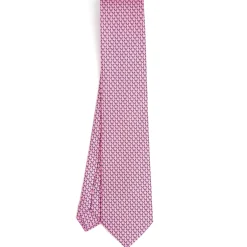 E.Marinella CRAVATTA CLASSICA IN SETA ROSA Microfantasia m geometrica Online