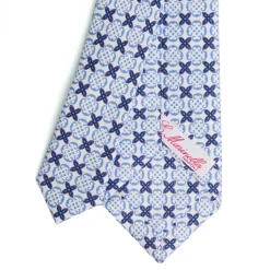 E.Marinella CRAVATTA DONNA CLASSICA IN SETA STAMPATA AZZURRA Microfantasia inspirazione foulard Clearance