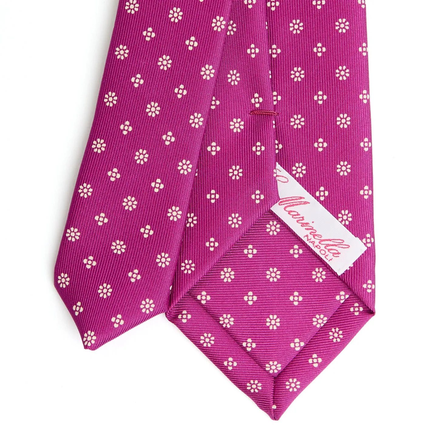 E.Marinella CRAVATTA DONNA CLASSICA IN SETA STAMPATA FUCSIA Microfantasia fiore Discount