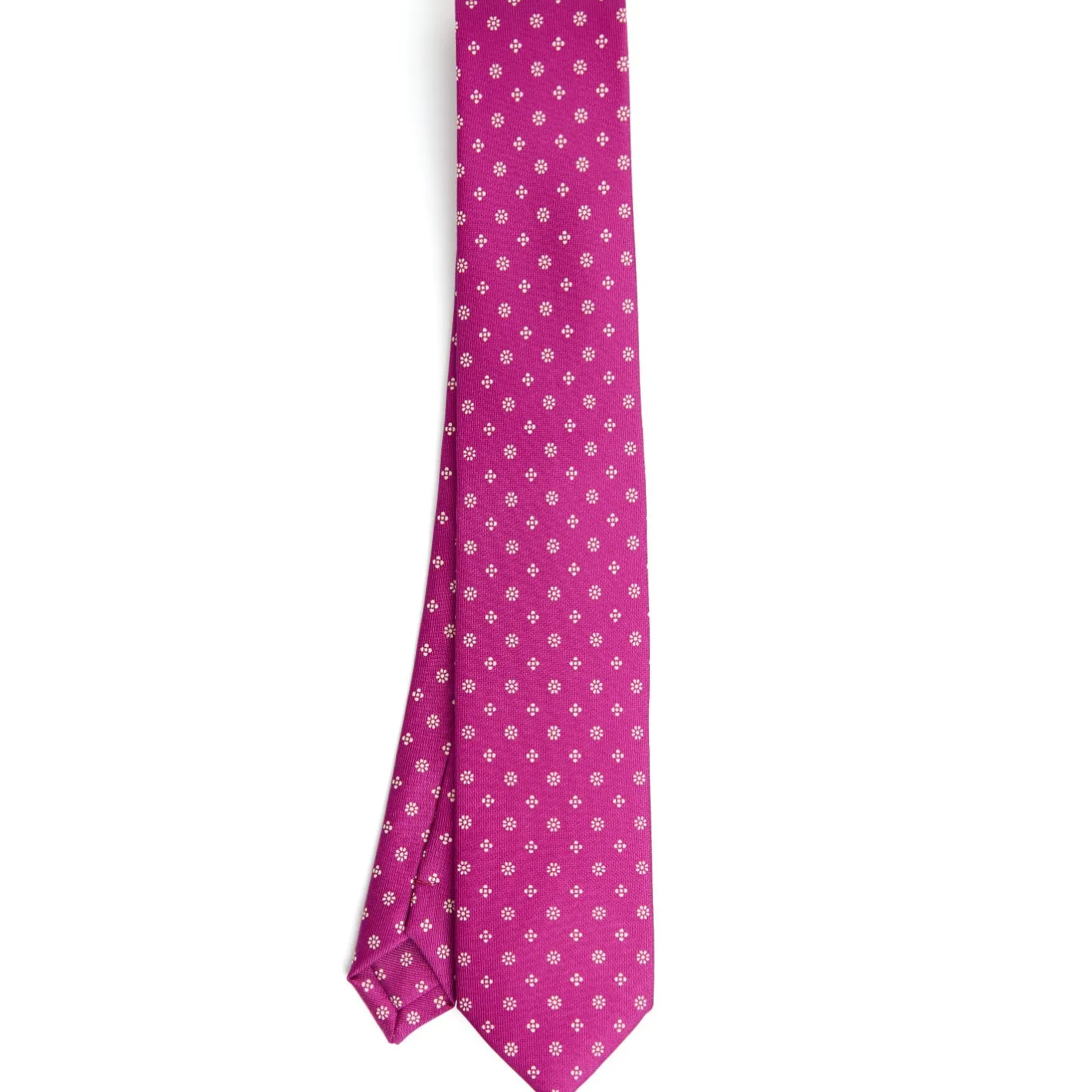 E.Marinella CRAVATTA DONNA CLASSICA IN SETA STAMPATA FUCSIA Microfantasia fiore Discount