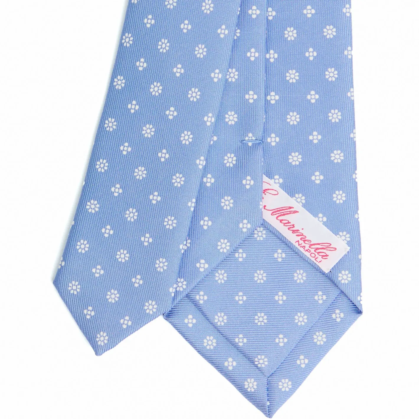 E.Marinella CRAVATTA DONNA CLASSICA IN SETA STAMPATA AZZURRA Microfantasia fiore Discount