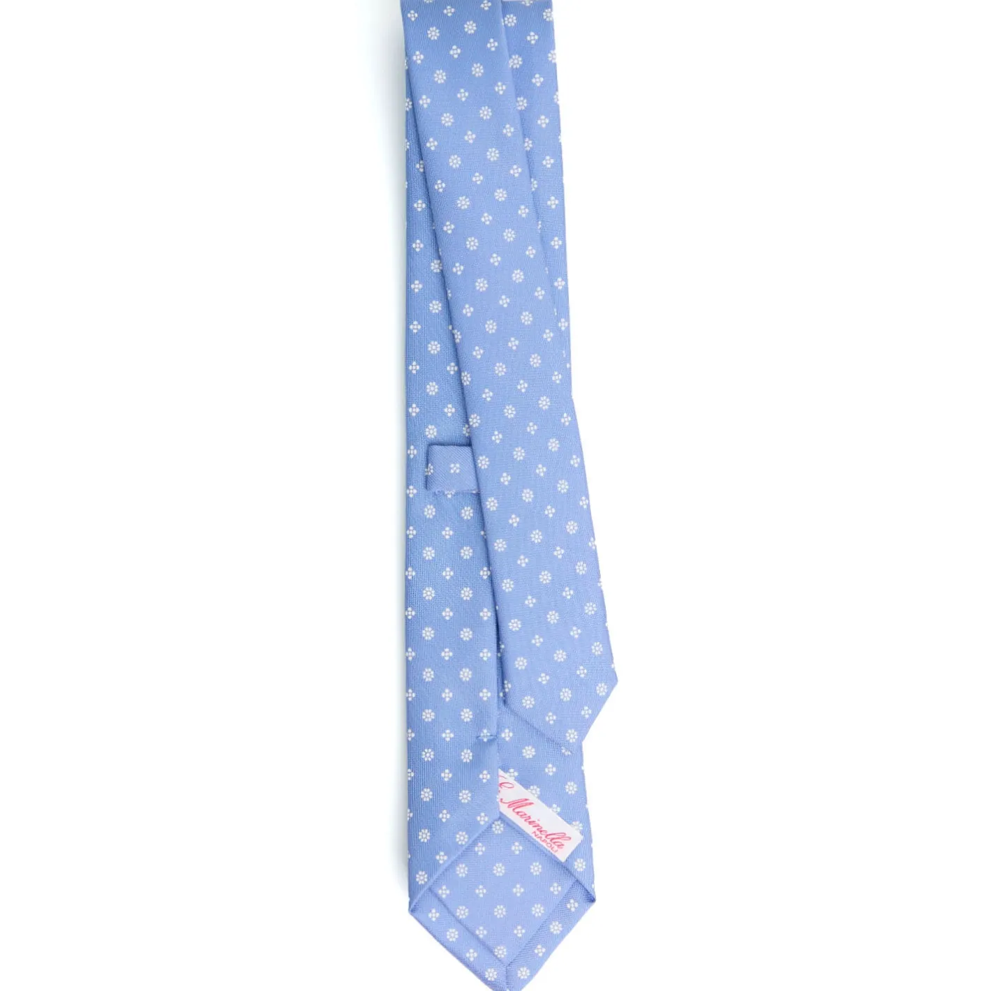 E.Marinella CRAVATTA DONNA CLASSICA IN SETA STAMPATA AZZURRA Microfantasia fiore Discount