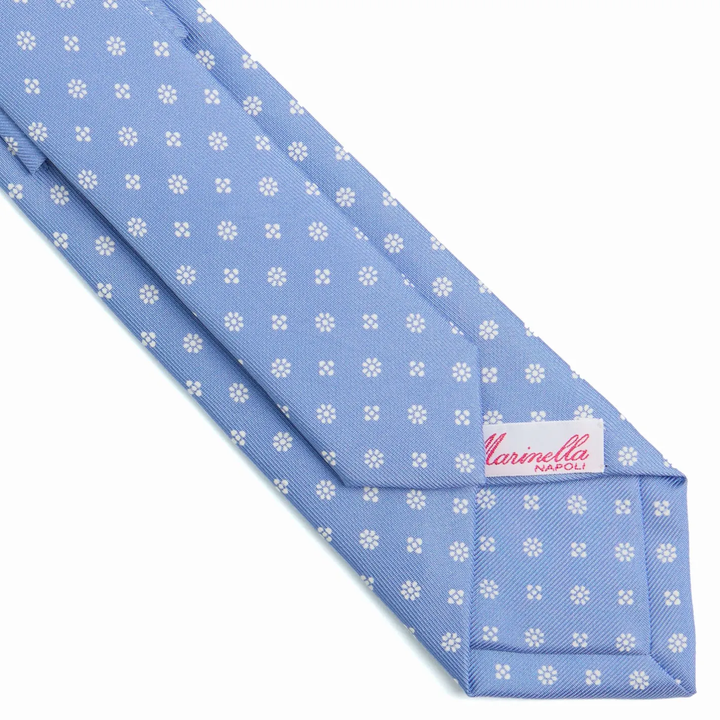E.Marinella CRAVATTA DONNA CLASSICA IN SETA STAMPATA AZZURRA Microfantasia fiore Discount