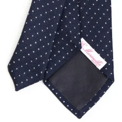 E.Marinella CRAVATTA DONNA IN LANA BLU SCURO Microfantasia geometrica New