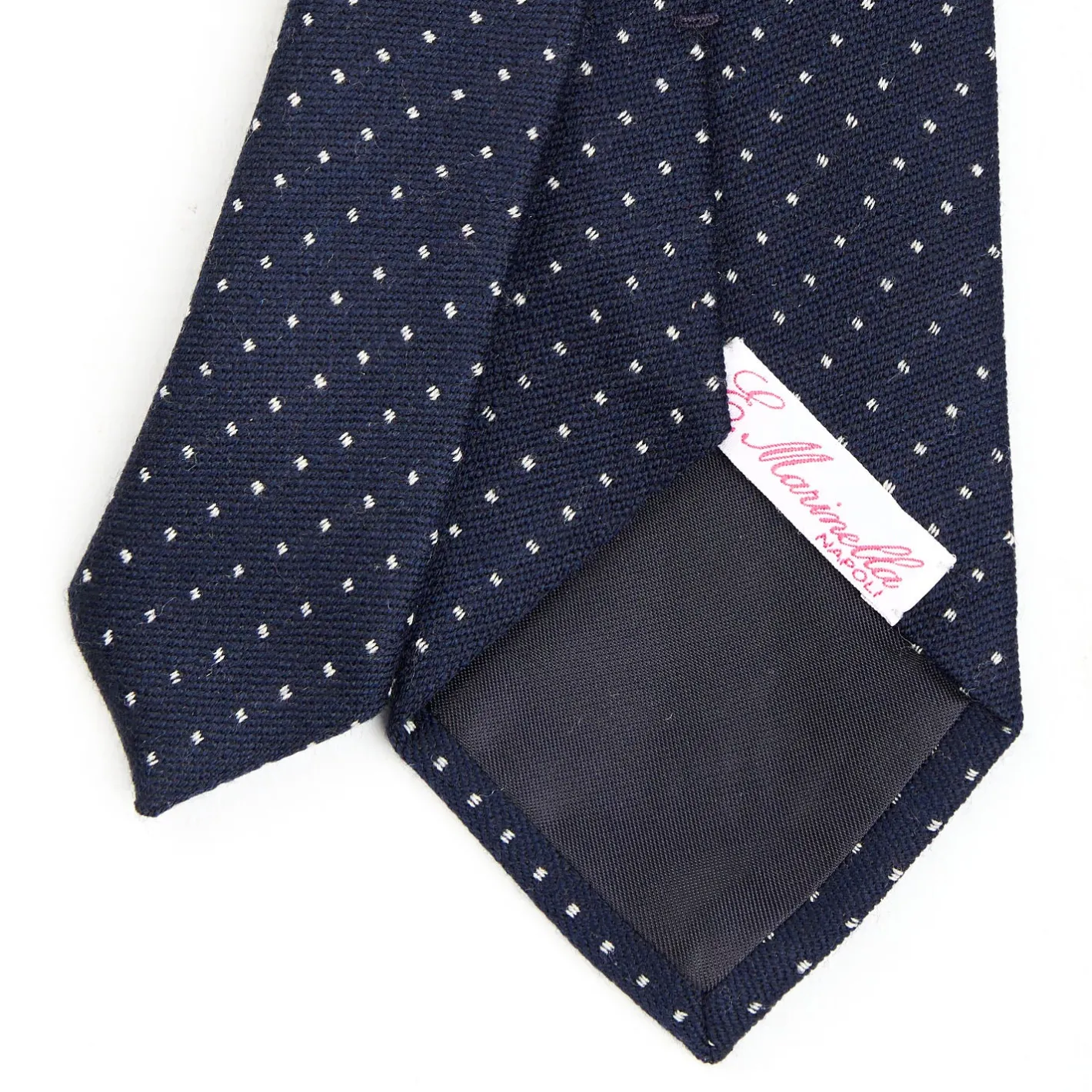 E.Marinella CRAVATTA DONNA IN LANA BLU SCURO Microfantasia geometrica New