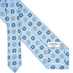 E.Marinella CRAVATTA IN SETA AZZURRA Collezione archivio anno 1951 Discount