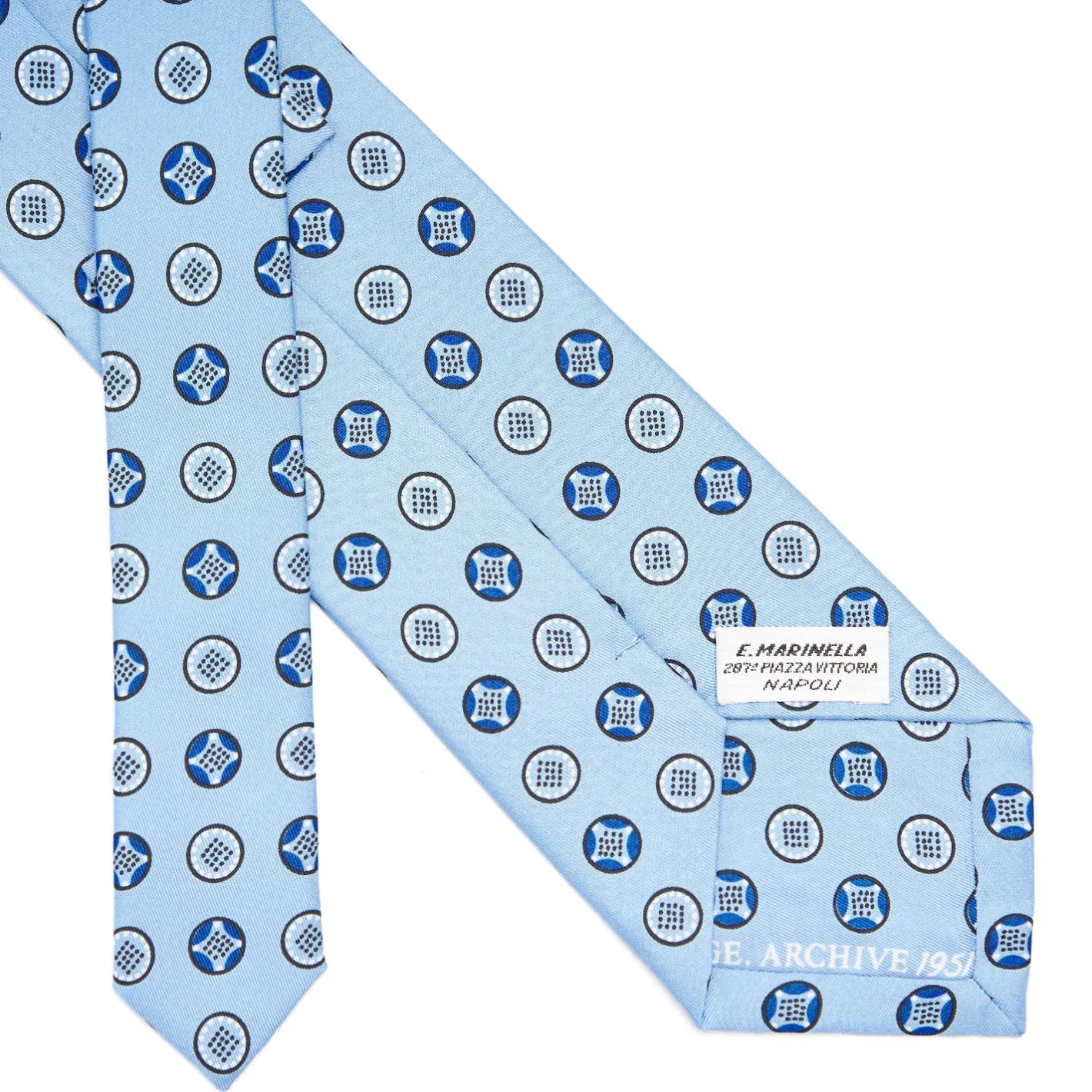 E.Marinella CRAVATTA IN SETA AZZURRA Collezione archivio anno 1951 Discount