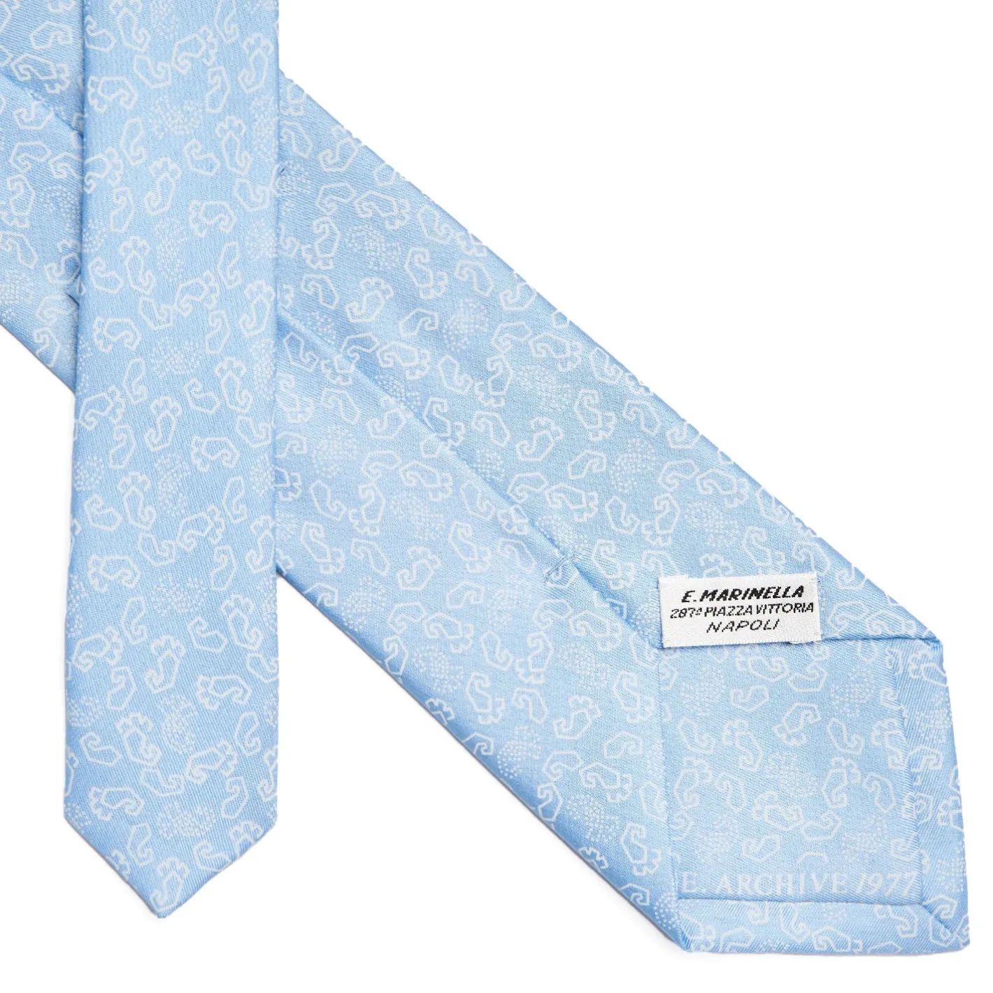 E.Marinella CRAVATTA IN SETA AZZURRA Collezione archivio anno 1977 Sale