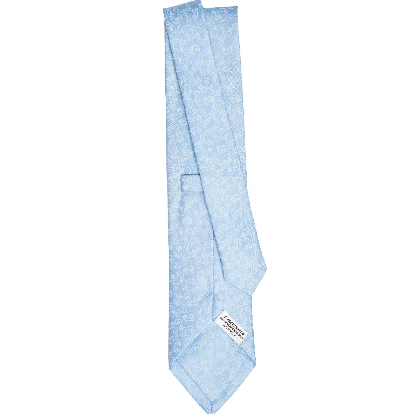 E.Marinella CRAVATTA IN SETA AZZURRA Collezione archivio anno 1977 Sale